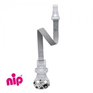 NIP - Schnullerkette, Grau, Mit Haken