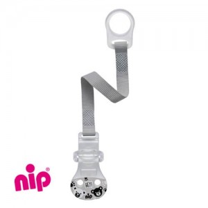 NIP - Schnullerkette, Grau, Mit Ring