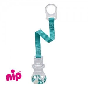 NIP - Schnullerkette,  Blau/Grün, Mit Ring