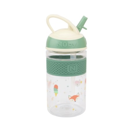 Nüby, Tasse à débit libre avec paille, 4 ans, Green Nüby, Tasse à débit libre avec paille, 4 ans, Green