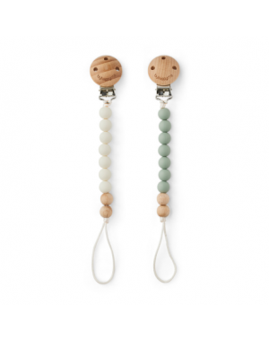 Byhappyme, Attache-tétine en silicone et perles en bois, Lot de 2