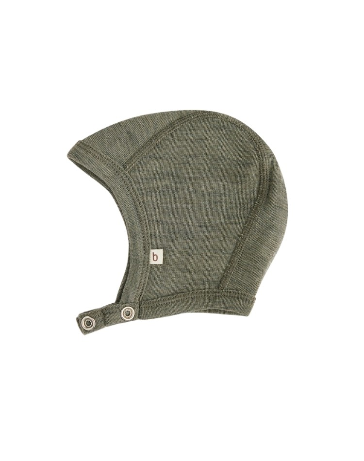 Babyhelm met drukknopen van 100% biologische merinowol, Dunne kwaliteit - 1 laag stof Babyhelm met drukknopen van 100% biologische merinowol, Dunne kwaliteit - 1 laag stof