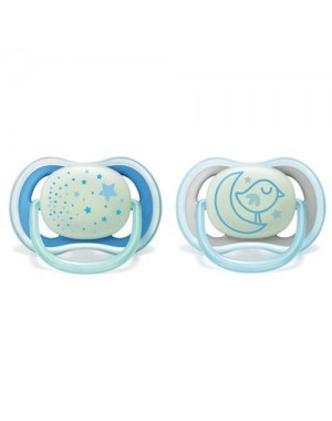 PHILIPS AVENT Ultra Air Night - 2er Pack, Schnuller Gr. 2 (6-18 Mon.), Symmetrisch - Silikon