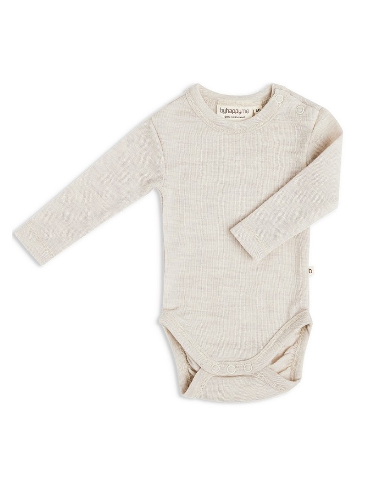 Byhappyme, Langarmbody mit Rundhalsausschnitt aus 100% Bio-Merinowolle für Baby Byhappyme, Langarmbody mit Rundhalsausschnitt aus 100% Bio-Merinowolle für Baby