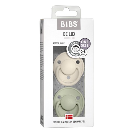 BIBS De Lux - Lot de 2, One size (0-36 mois), Ronde - Silicone, BIBS De Lux - Lot de 2, One size (0-36 mois), Ronde - Silicone,