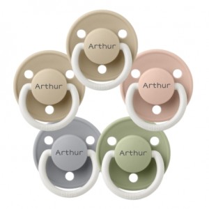 BIBS De Lux Night, Taille 1 (0-6 mois), Ronde - Latex, Tetine personnalisée, Pack 5
