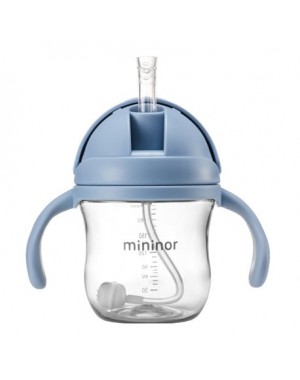 MININOR, Fles met rietje - lekvrij, 220 ml, Lichtblauw