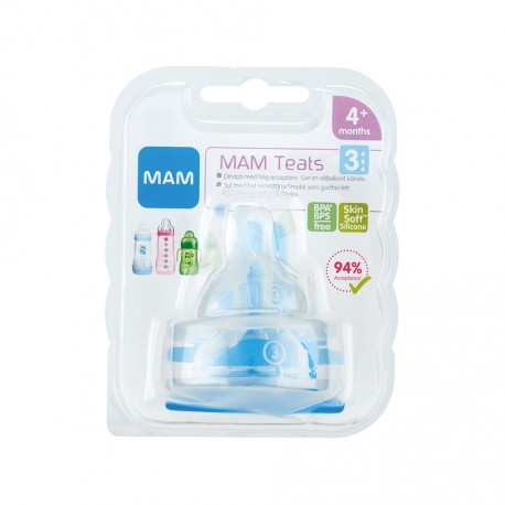 MAM,  Teats 2-pack, Size 3 (4m+), Transparent