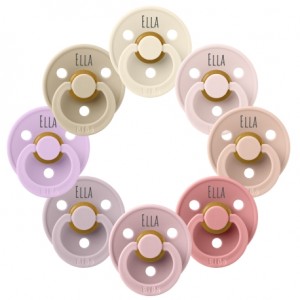 BIBS Colour, Storlek 2 (6+ mån.), Rund - Latex,Namnnappar, 8-pack