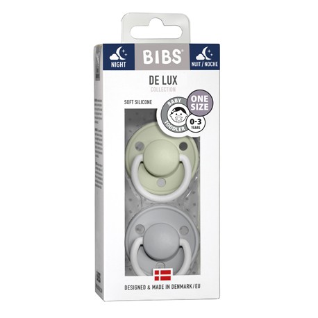 BIBS De Lux Night - 2 pack, One size (0-36m.), Round - Silicone, BIBS De Lux Night - 2 pack, One size (0-36m.), Round - Silicone,