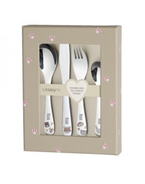 Cutlery set with name, Forest animals, Picture frame included