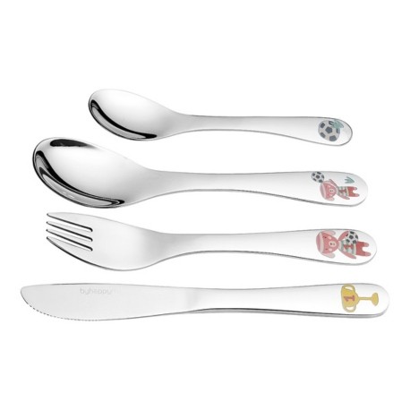 Cutlery set with name, Football, Picture frame included