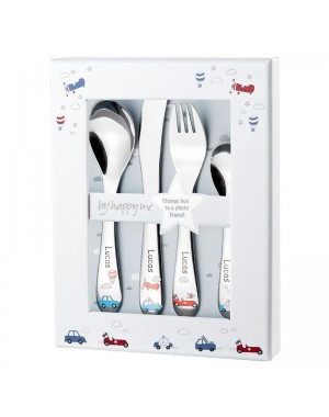 Cutlery set with name, Racer adventure, Picture frame included