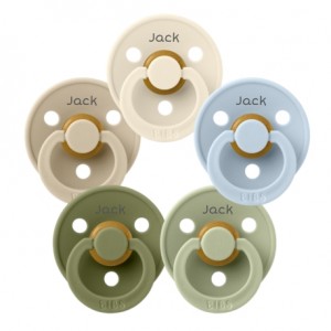 BIBS Colour, Size 3 (18+ m), Round - Latex, Personalised dummies , 5-pack